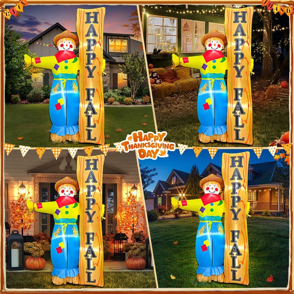 7ft thanksgiving inflatable scarecrow decorations inflatables outdoor with shown in use