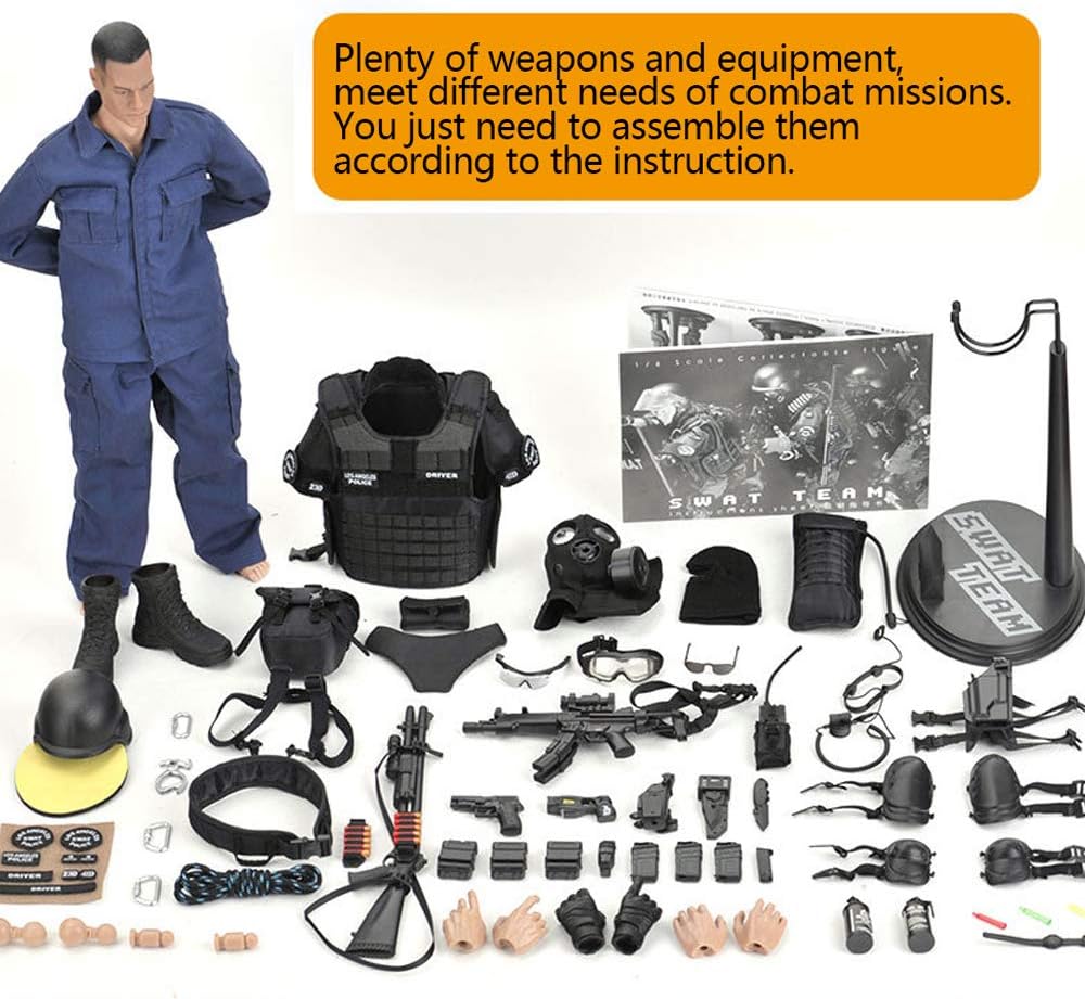 highly detail special forces 12inch action figure swat, close-up detail