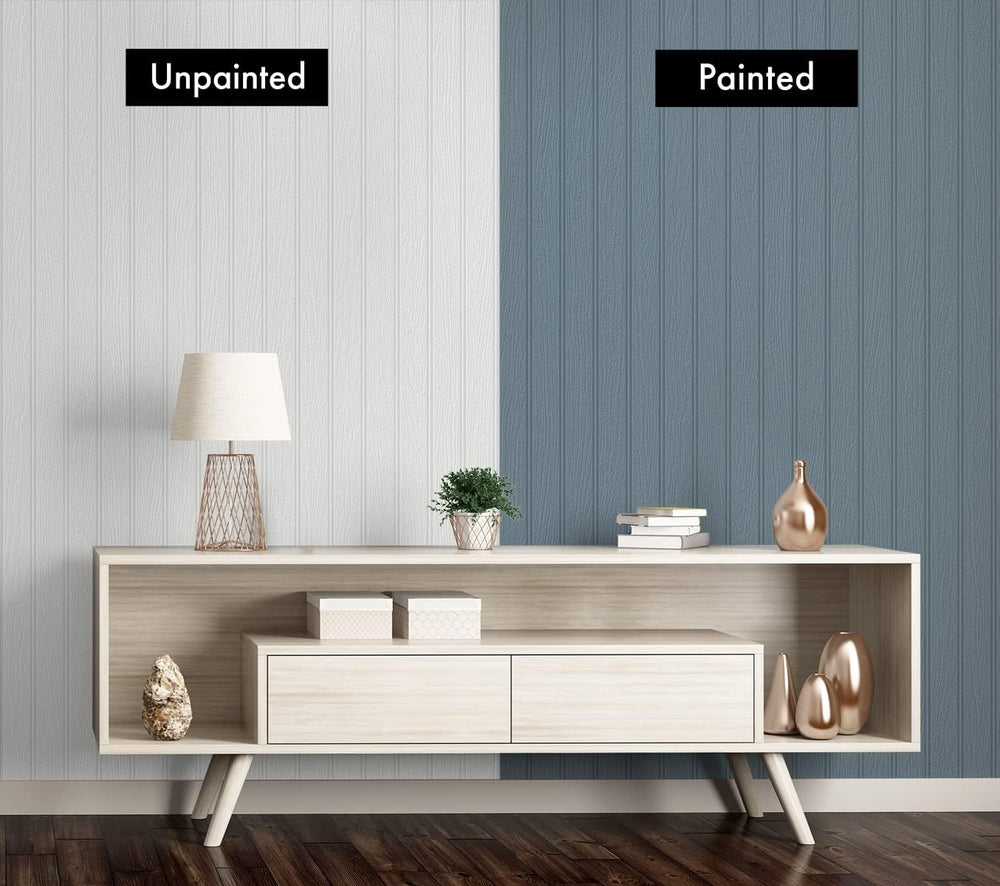 Paintable Faux Beadboard Unpasted Wallpaper, Off-White, 20.9 in. W x 33 ft. L
