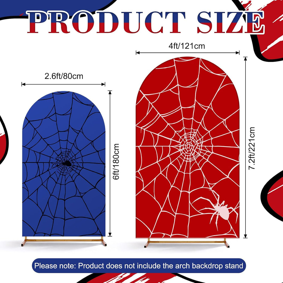 2 Set 6ft 7.2 ft Spider Web Arch Backdrop Covers Stretchy Fabric