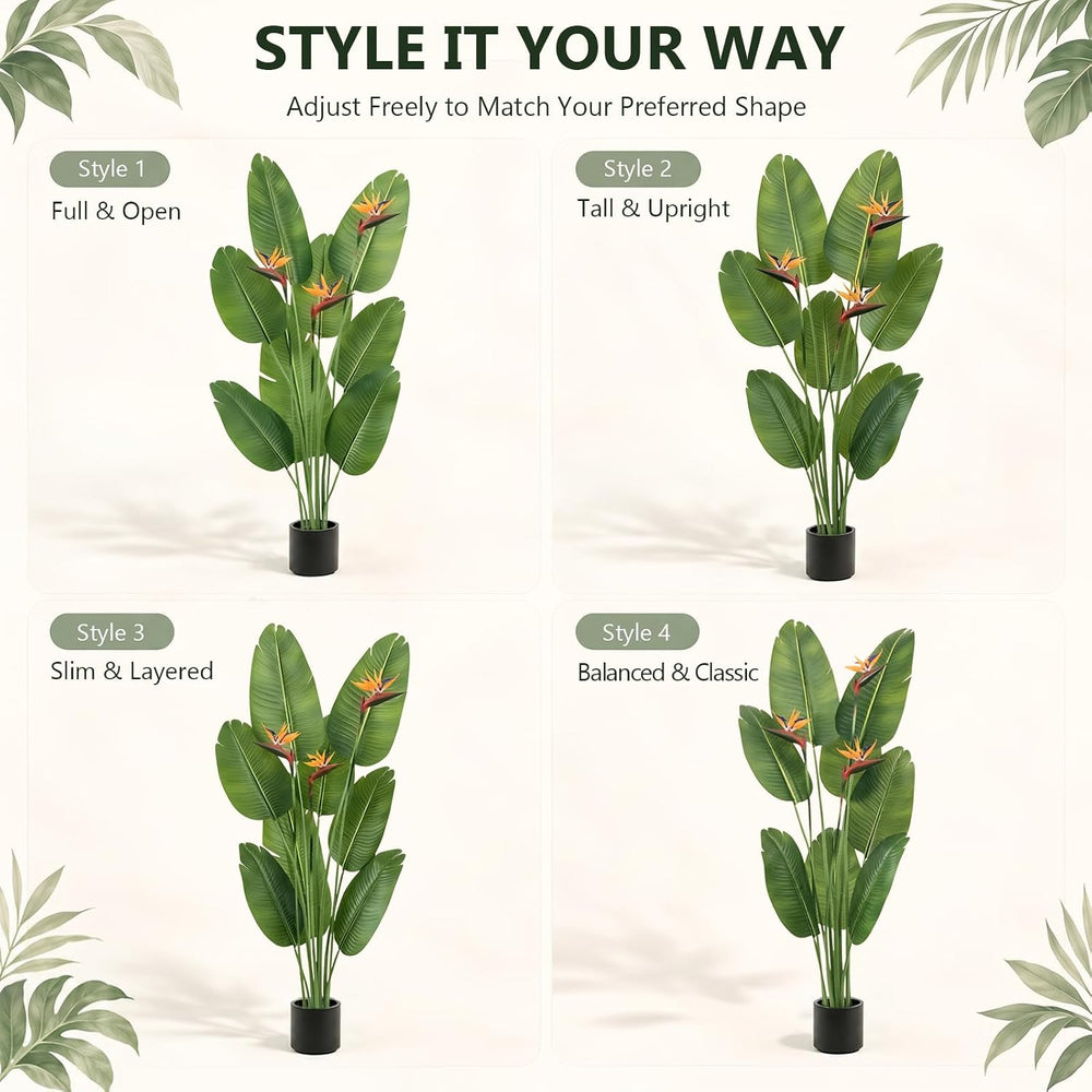 Artificial Bird of Paradise Flowers,5FT Fake Banana Tree for Home&Office