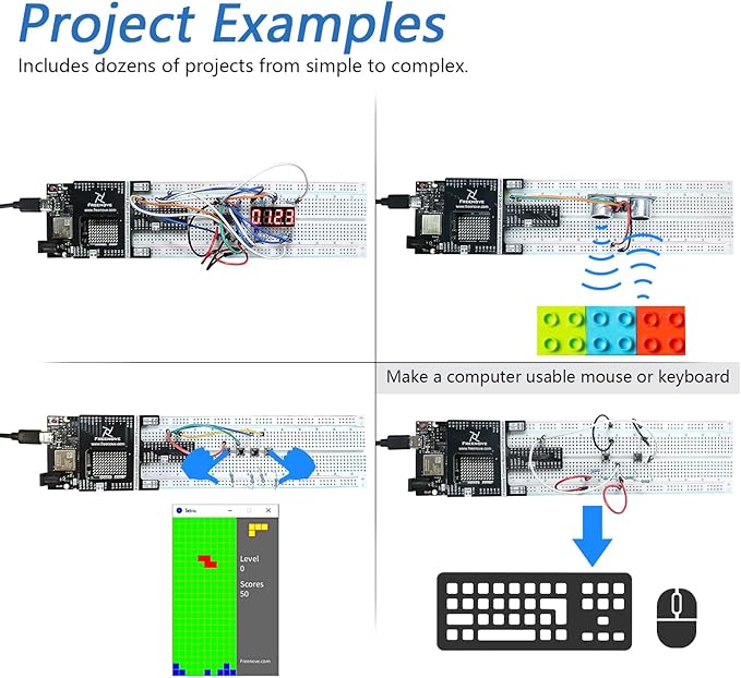 Freenove Complete Starter Kit with Board V5 Rev4 WiFi (Compatible with Arduino IDE), Arm Cortex-M4 Microcontroller, Onboard ESP32-S3, 474-Page Detailed Tutorial, 343 Items, 90 Projects