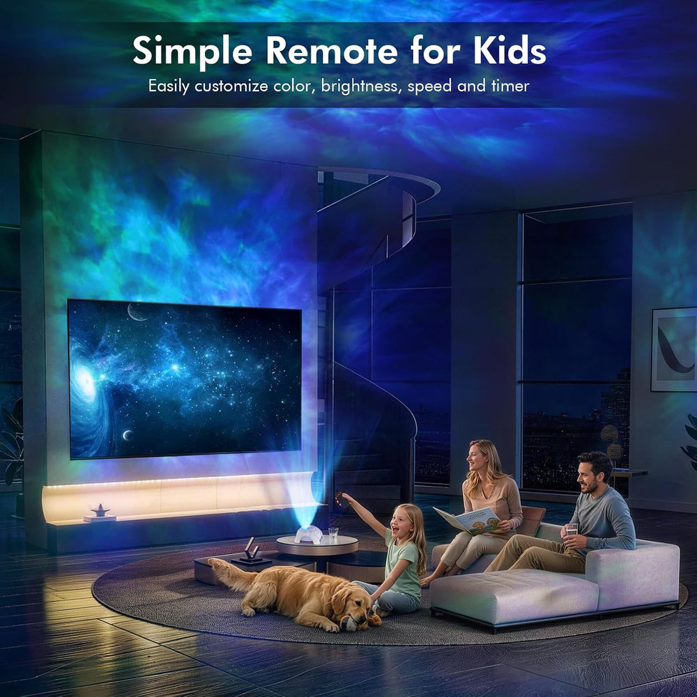Rossetta Dual Lens Galaxy Star Aurora Projector Night Light for Bedroom