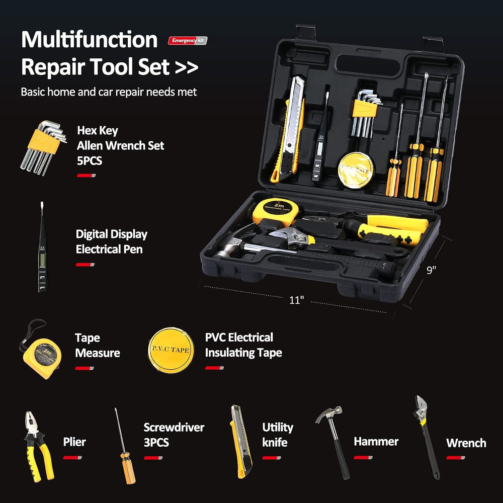 Emergency Roadside Kit for Car, Auto Vehicle Safety Kit, with Jumper Cables