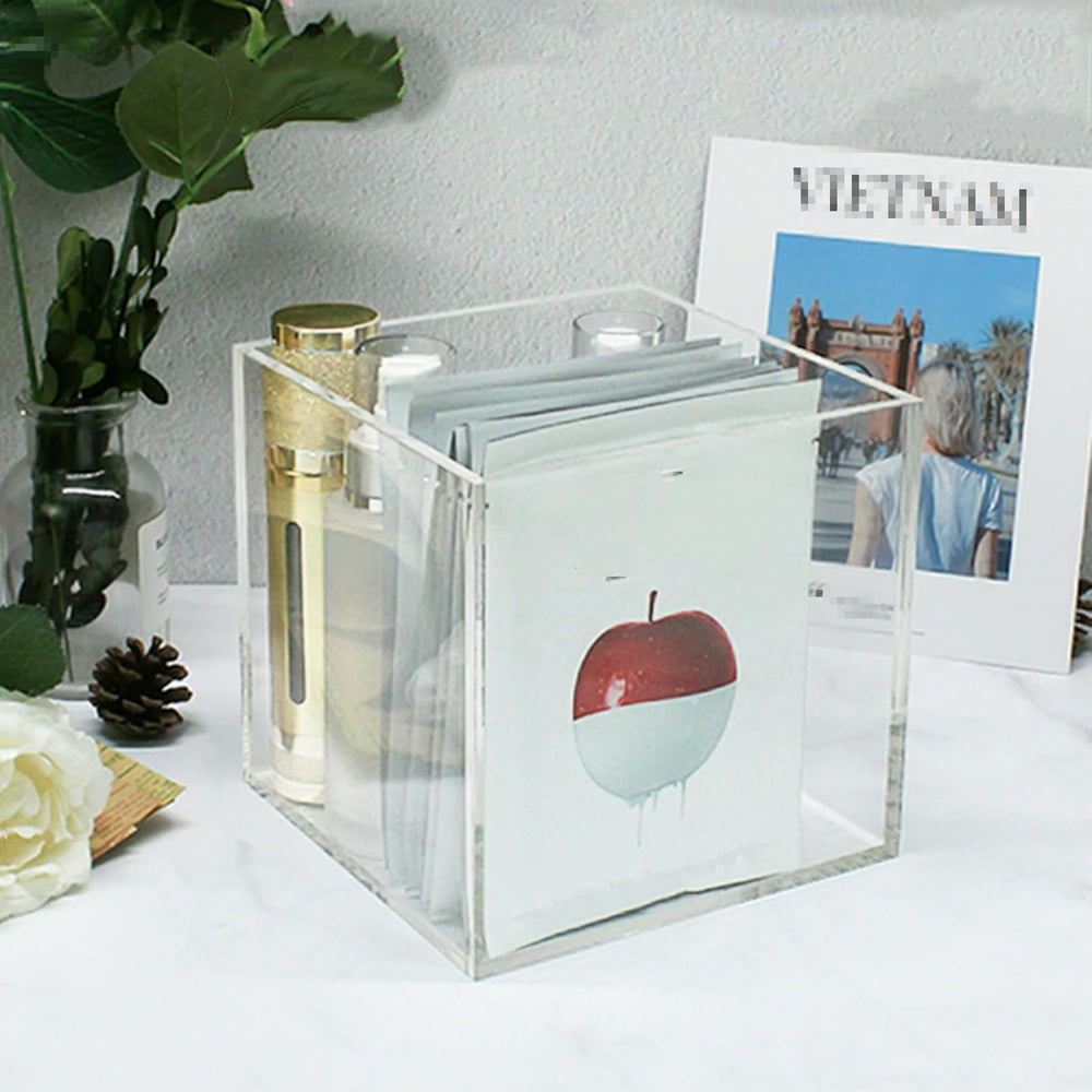 Acrylic Square Cube Jewelry Storage Box, 4-Pack 5.9x5.9x5.9 Inch
