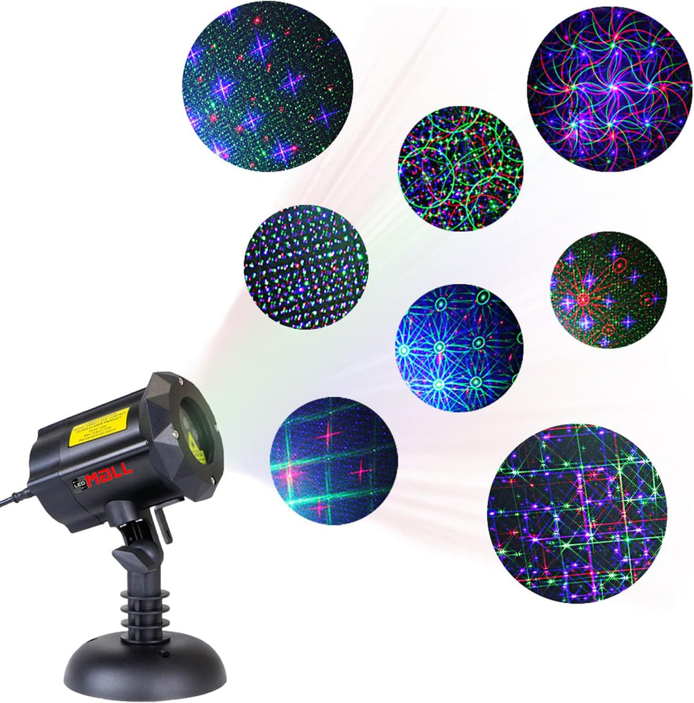 Motion 8 Patterns in 1 Red, Green, and Blue Outdoor Christmas Laser Lights Pr...