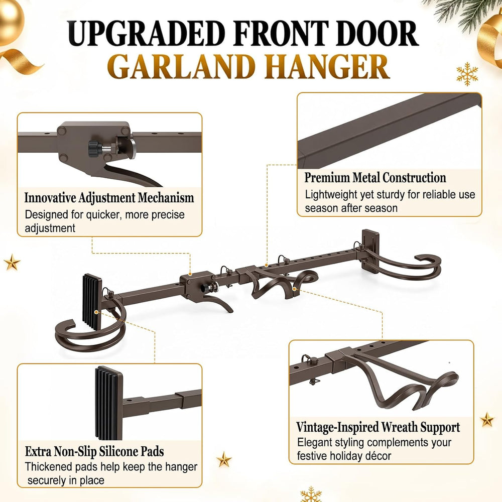 MJZ Garland Hanger for Front Door, Adjustable 34"-53" Garland Holde...