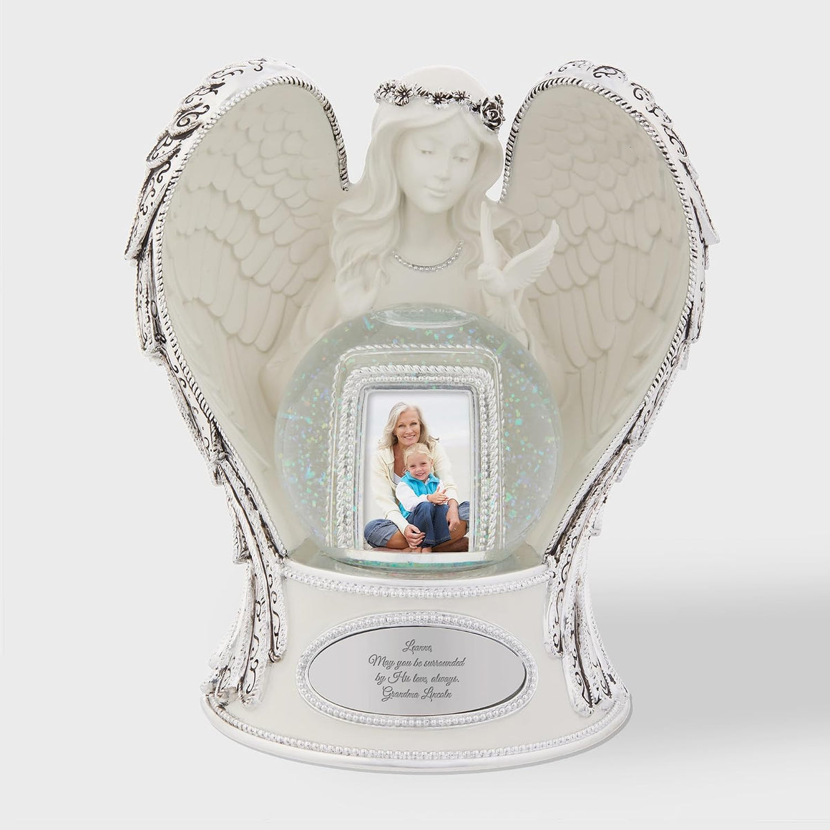 THINGS REMEMBERED Engraved Religous Guardian Angel Musical Snow Globe, Plays Pachelbel's Canon Music, Add Picture, Beautiful and Unique Gift (Free Customization)
