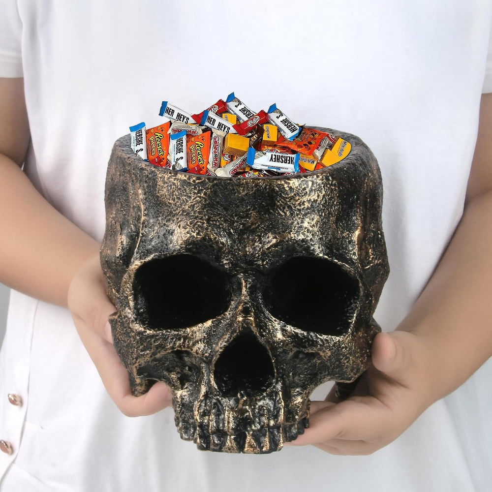 GameXcel Halloween Skull Candy Bowl - 6.5" Large Candy Dish Holder