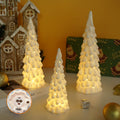 3 Pcs White Ceramic Christmas Trees with Lights, Table Top Christmas Decor