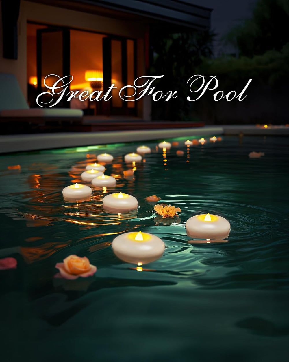 Homemory 48Pack 3" White Flameless Floating LED Candle, Waterproof Tealight