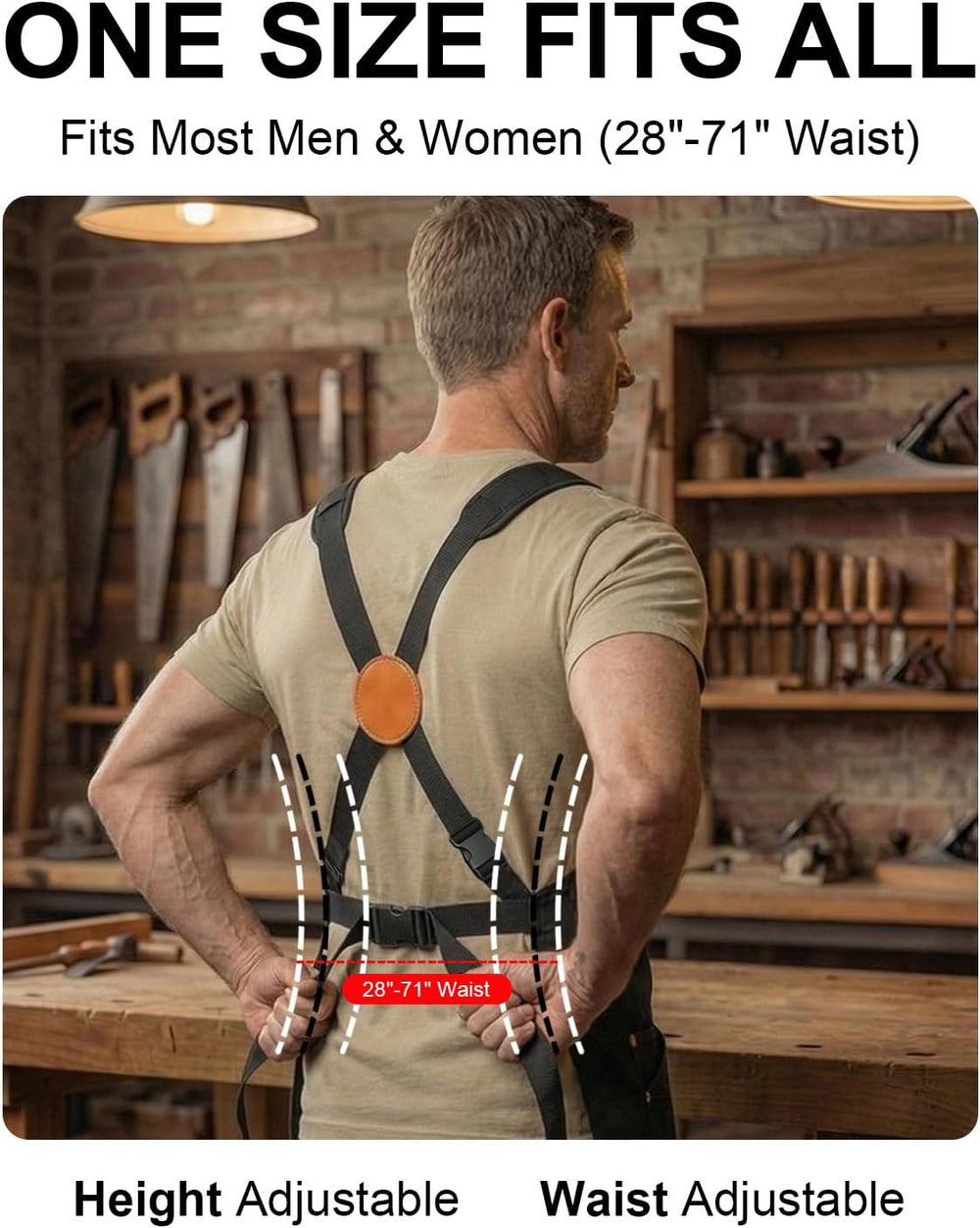 Heavy Duty Canvas Tool Aprons for Men: 6-Pocket, with Quick-Release Buckle, E...