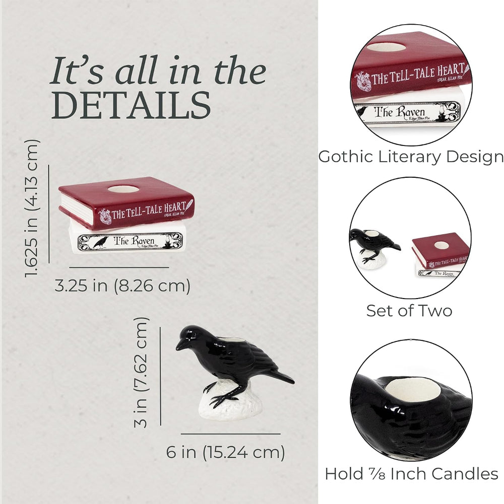 Steel Mill & Co. Ceramic Tapered Candle Holder Set of 2, The Raven