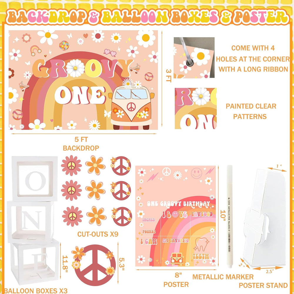Party Inspo Groovy One Birthday Decorations Girl - First Birthday Decorations...