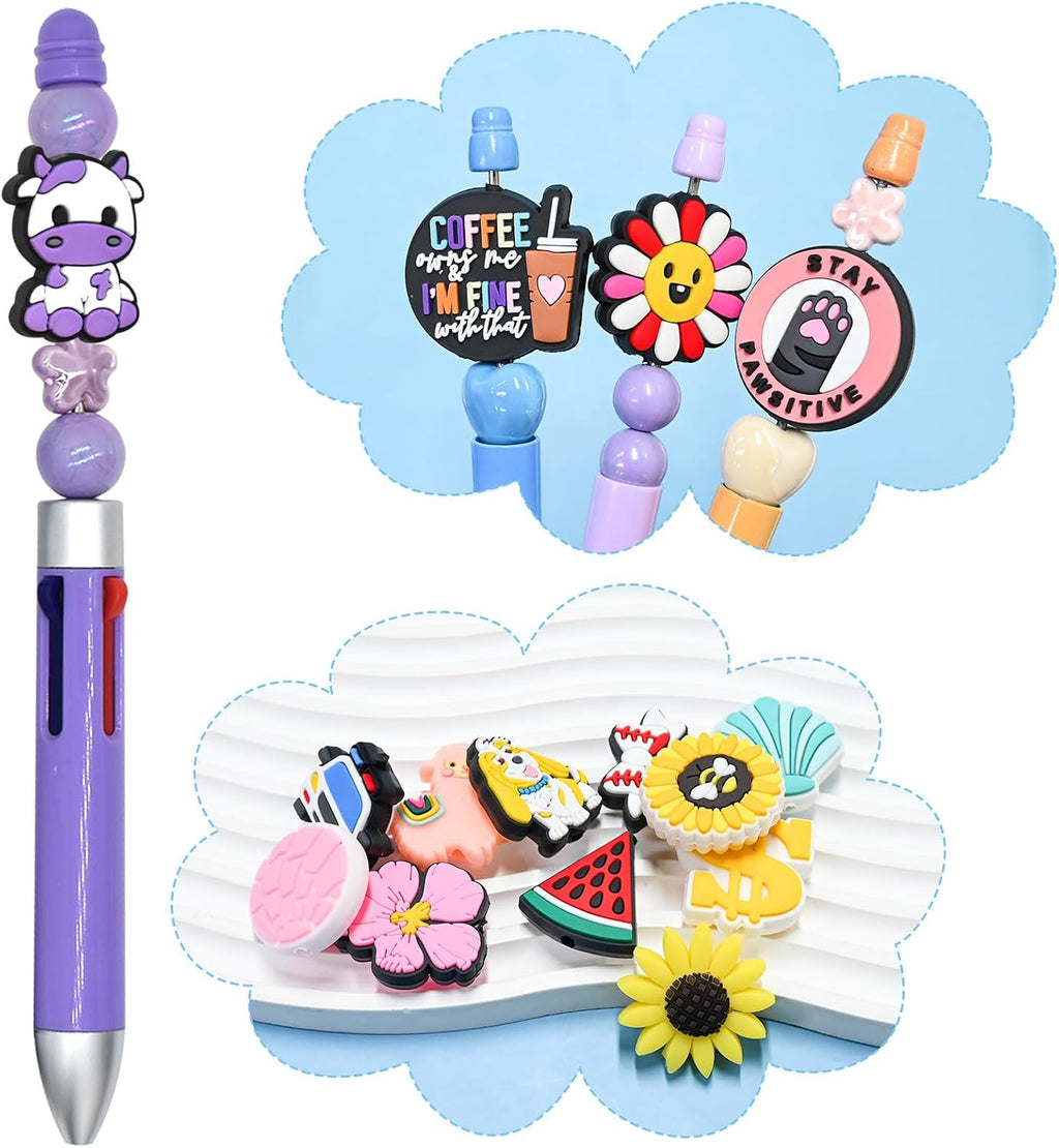 random different silicone focal bead for pens funny, close-up detail