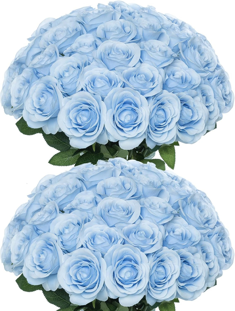 50pcs Artificial Silk Roses Flowers in Bulk,Blue