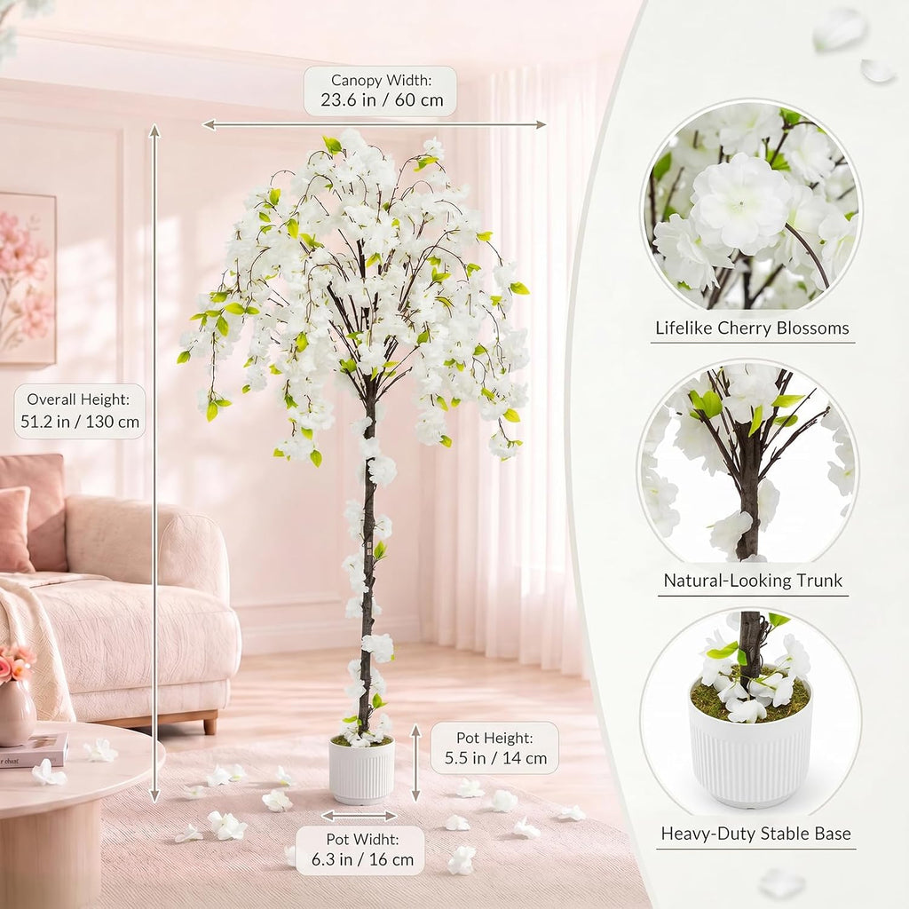 6ft artificial cherry blossom tree, faux sakura tree, close-up detail