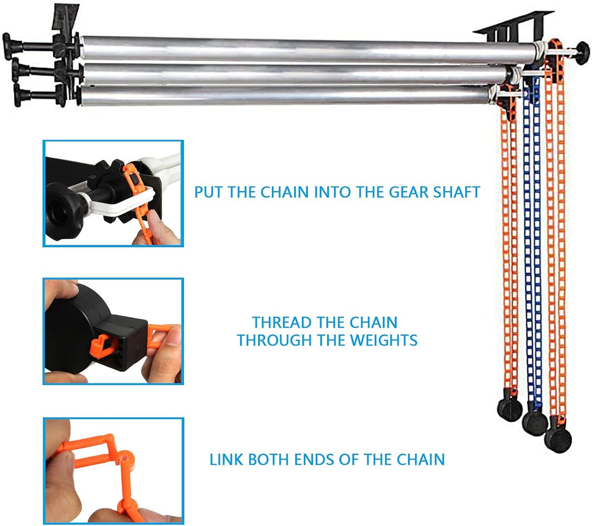 photography backdrop wall mount 3 roller support system, side view
