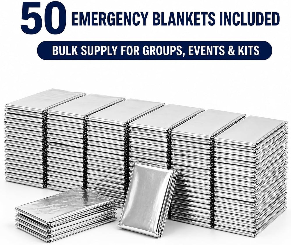 BH Lot of 50 Emergency Mylar Blankets - 84" x 52"