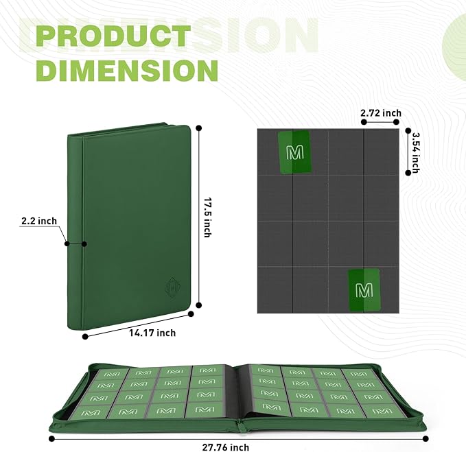 Premium Card Binder 16 Pocket,Trading Card Binder Holds up to 1000+Cards Sturdy Card Collection Album, Card Holder Folders for MTG, TCG, Game Cards & Sports Cards