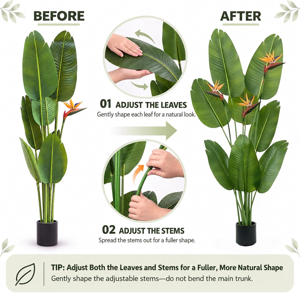 Artificial Bird of Paradise Flowers,5FT Fake Banana Tree for Home&Office