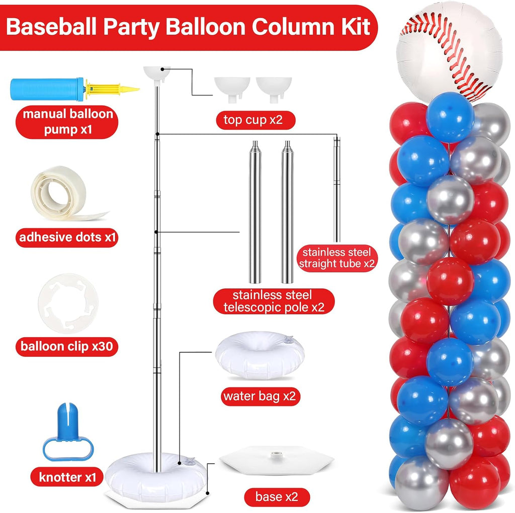 2 Set Baseball Balloon Column Stand Adjustable Baseball Glove Balloon Decor
