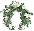 Ling's Moment Flower Garland - 6FT Eucalyptus & Rose - Sweetheart Table Decor for Wedding Reception, Artificial Floral Garland for Mantle, Spring Garden Ceremony, Christmas Decoration, Ivory White