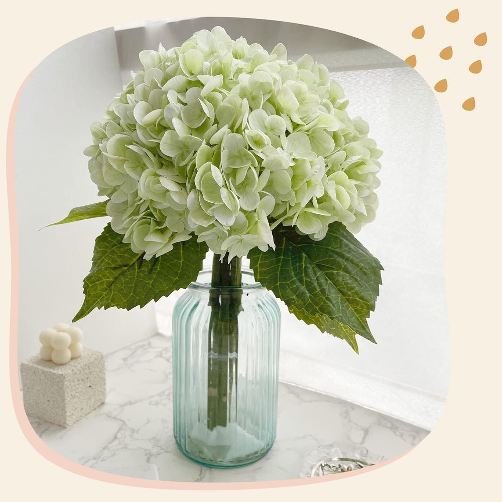 21In Light Green Artificial Hydrangea Flowers with Stems 5 Pcs