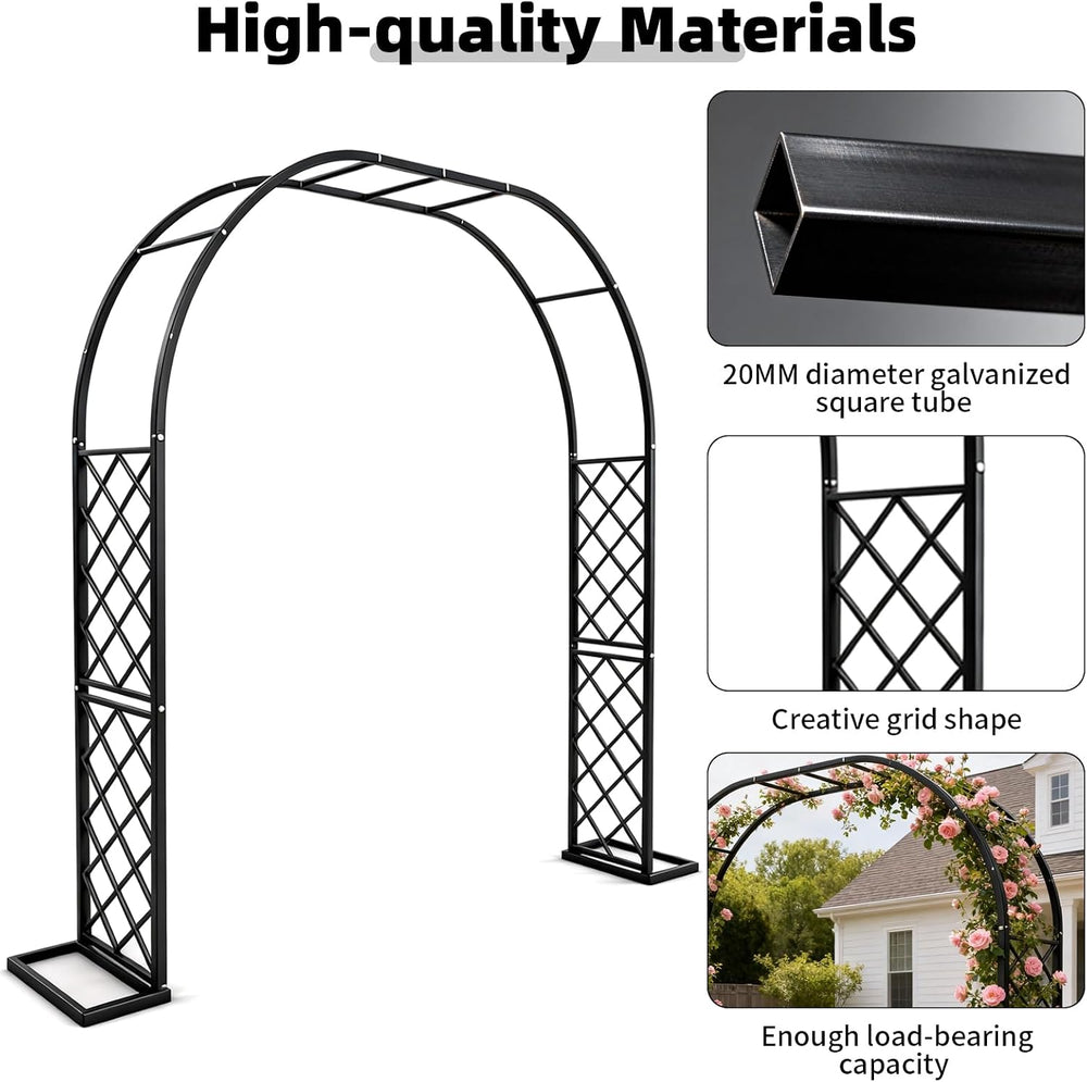 Heavy Duty Garden Arch Trellis, 110.2 x 89.7in Galvanized Steel Arbor