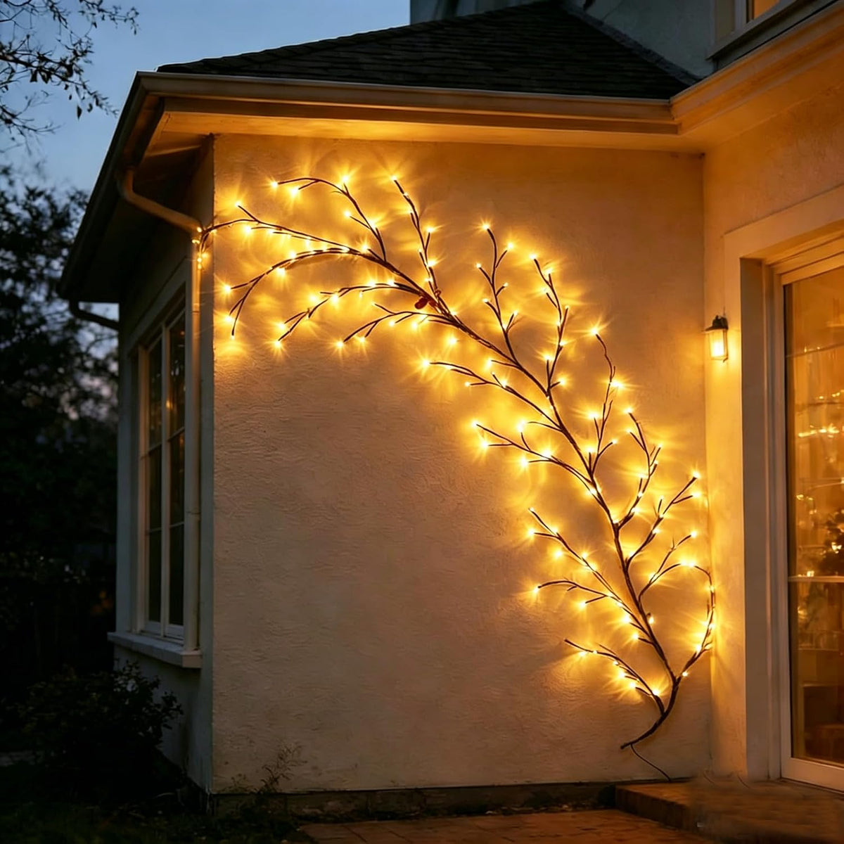 Solar Outdoor Willow Vine Light, 5.9ft 96LED Warm White Tree Branch Lights