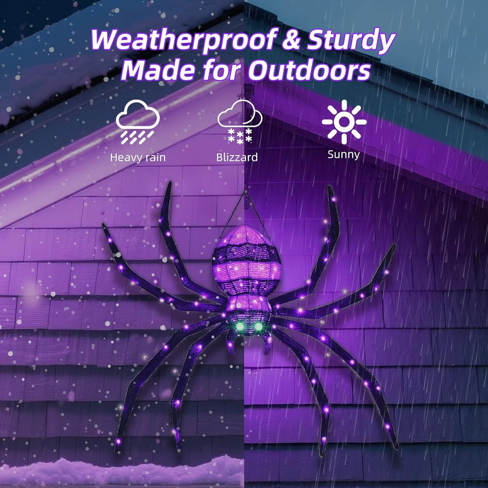 HOYECHI Halloween Decorations Outdoor Hanging Spider - 4.2FT Giant Climb The ...