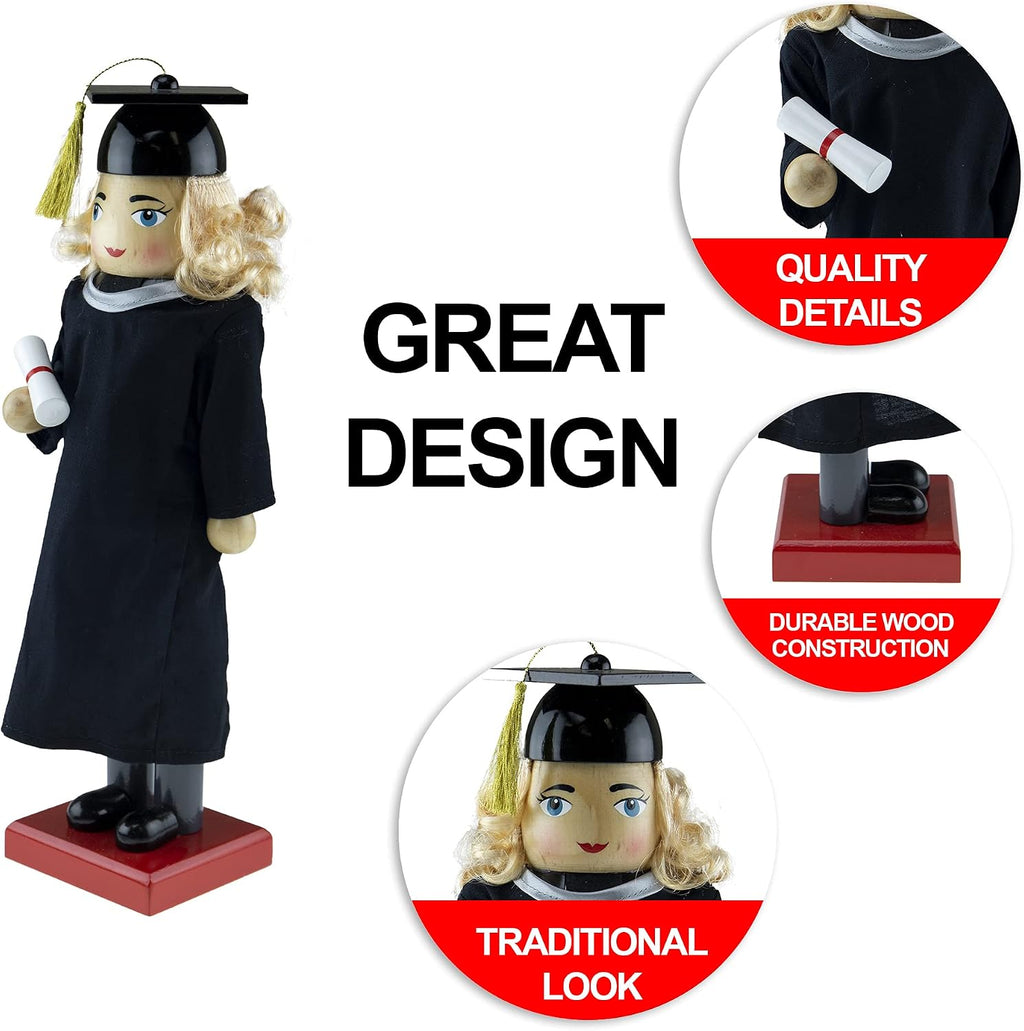 clever creations female graduate 14 inch traditional wooden, close-up detail