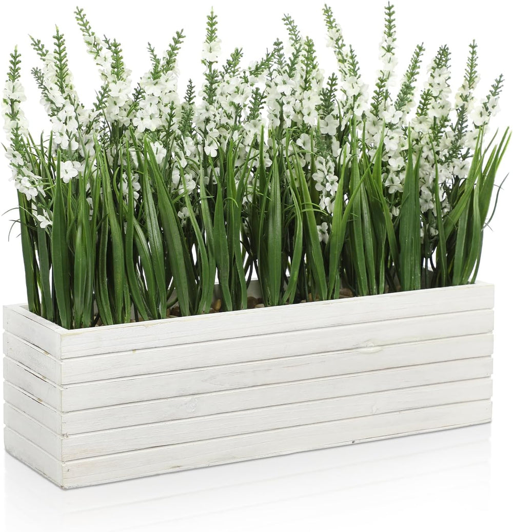 Artificial Lavender Plant Fake Lavender Flower Arrangement in White Box
