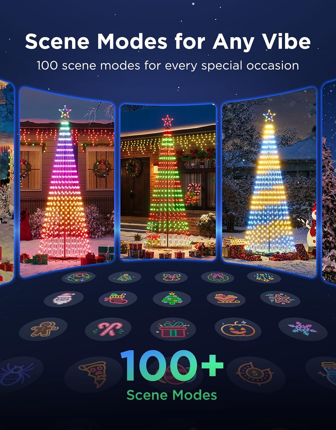 govee christmas cone tree lights, 9ft 610 leds shown in use