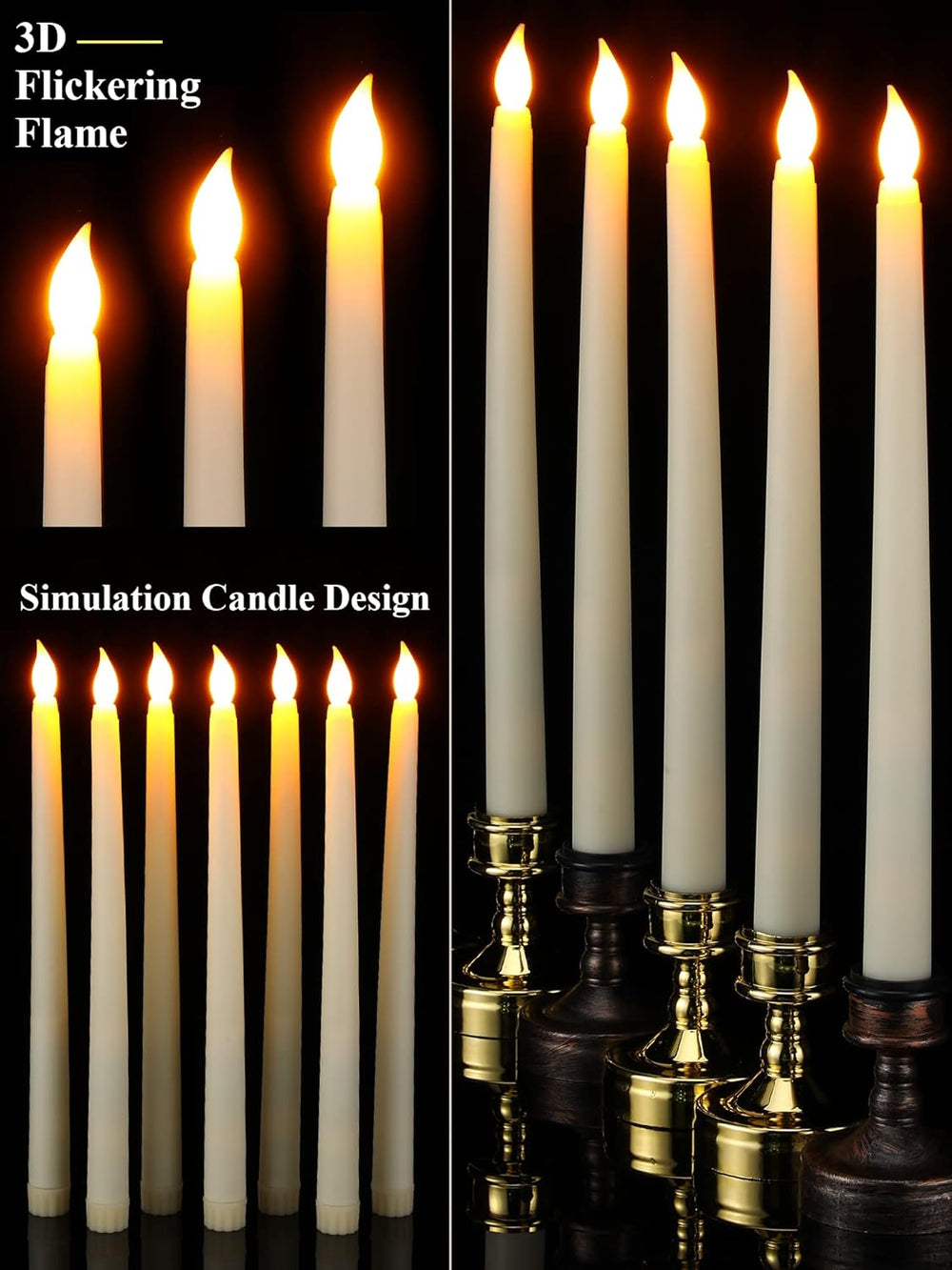 Treela 36 Pcs Flameless Taper Candle, Ivory White, 0.8x11 Inches, Smooth