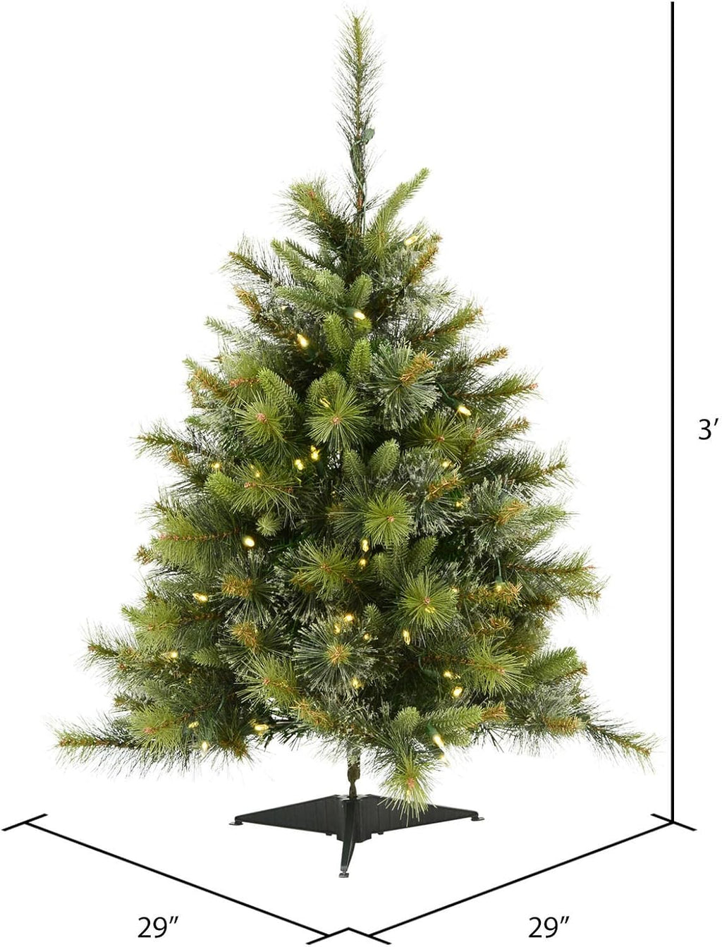 vickerman 3' tall cashmere pine artificial christmas tree, close-up detail