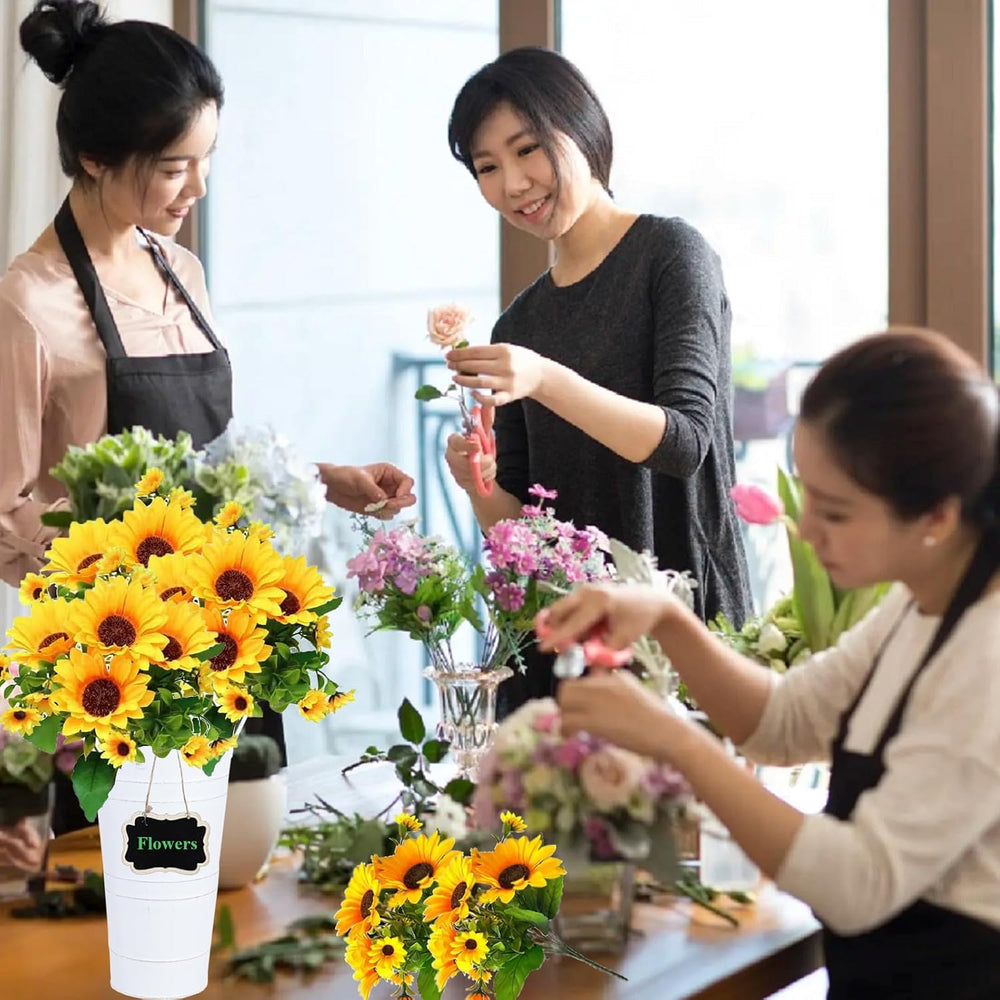 12 Pack Sunflower Artificial Flowers Artificial Sunflower Bouquets Silk Sunfl...