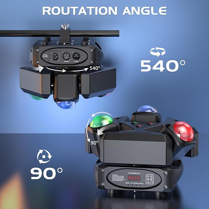 Moving Head DJ Lights, 150W RGBW LED Laser Stage Light,XY Dual-Axis Rotating,Strobe & Star Effect,Linear Dimming, DMX Sound Activated,Laser Party Lights for Live Show,Wedding,KTV Club,Bar