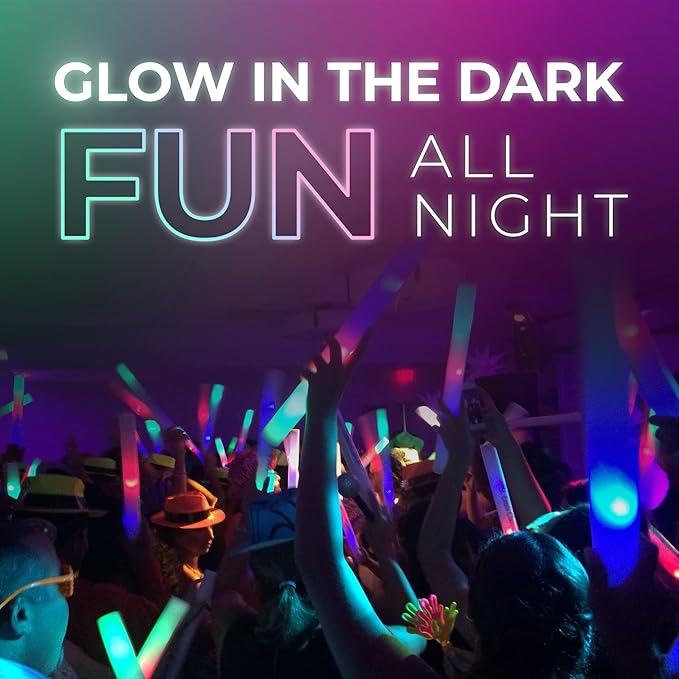 Foam Glow Sticks Bulk - 100 White Foam Light Up Sticks and LED Foam Sticks - 100 Reusable 16" Light Up Foam Sticks White Foam Glow Sticks for Wedding, Parties, and Dancing (100 Pack)