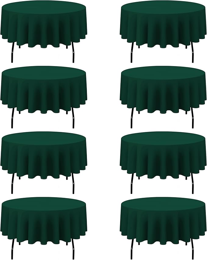 BRILLMAX 8 Pack Hunter Green Round Tablecloths 90 Inch - Circle Bulk Linen Polyester Fabric Washable Table Cloth Cover for Wedding Reception Banquet Birthday Party Buffet Restaurant
