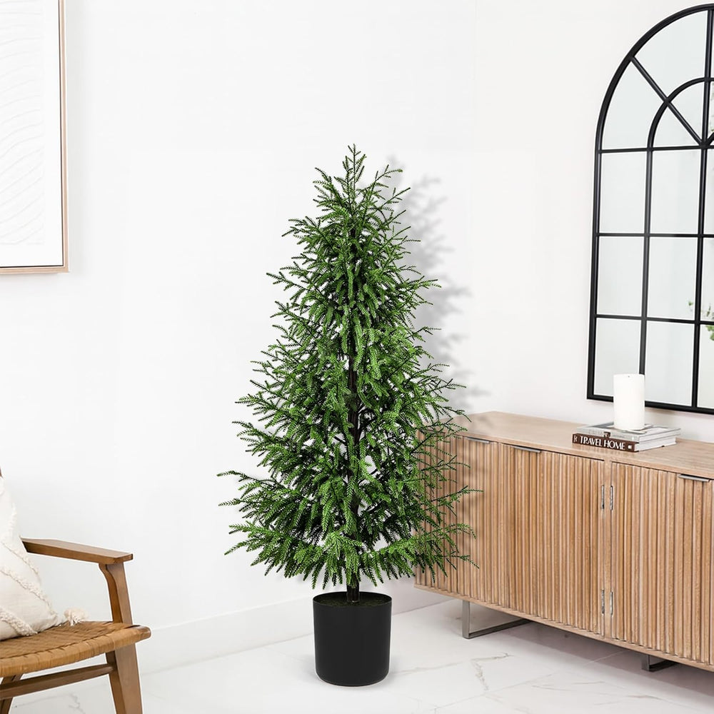 5FT Christmas Tree, Artificial Norfolk Pine Without Lights, Real-Touch PE Mat...