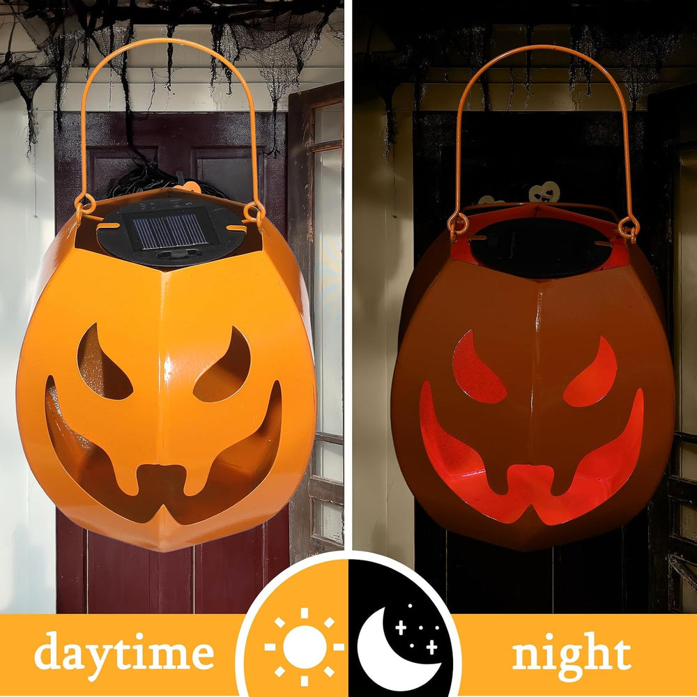 2 Pcs Halloween Solar Pumpkins Lantern Lights for Hanging