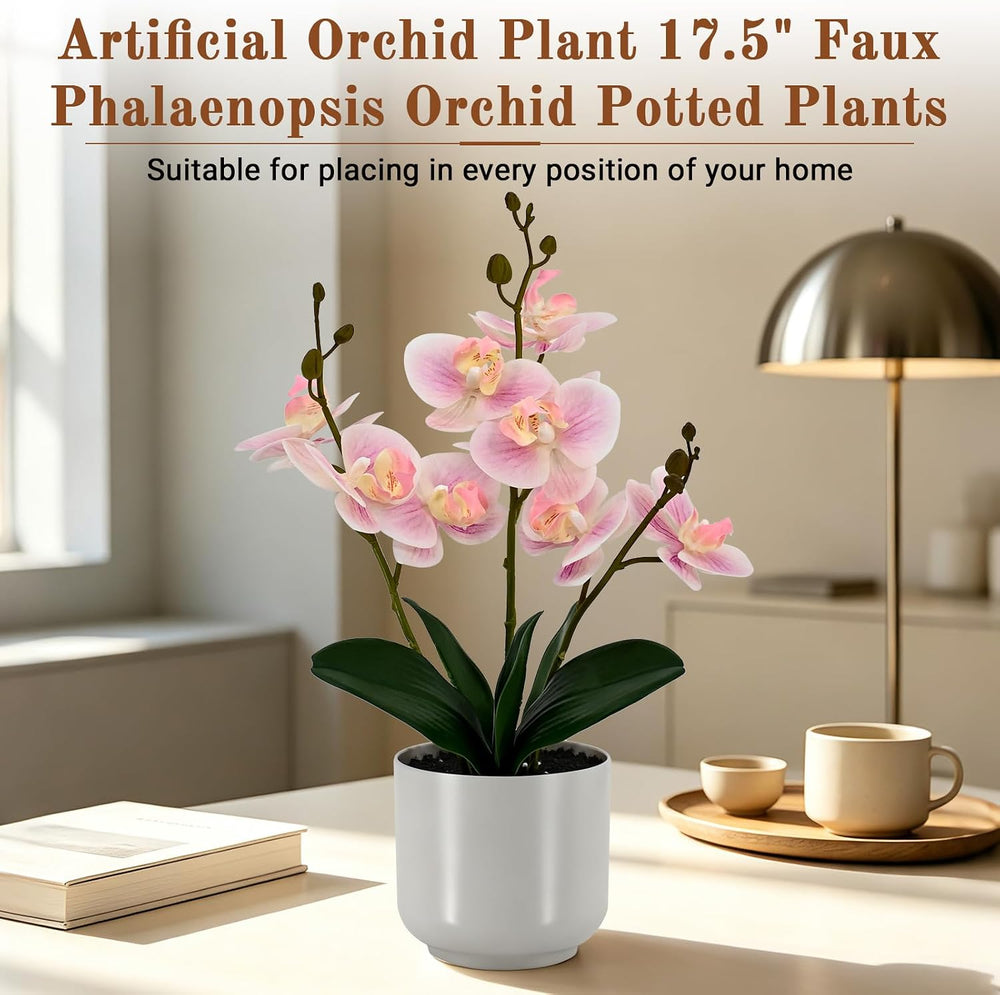 Faux Orchid 17.5” Tall Artificial Flower Indoor for Home Decor