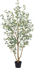 7FT Artificial Eucalyptus Tree Indoor, Faux Eucalyptus Tree with 901 Silk Leaves, Tall Fake Tree - Artificial Tree Indoor for Living Room Office Bedroom Home Decor