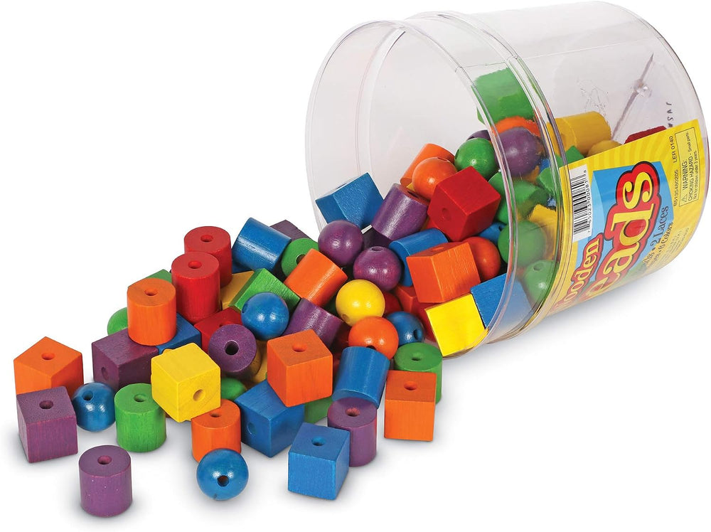 Learning Resources Wooden Beads in a Bucket