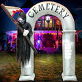 8FT Halloween Inflatables Archway Decoration with Led Light Spooky Scary Halloween Inflatables Grim Reaper Outdoor Decorations Blow up Inflatables for Halloween Holiday Party Lawn Yard Garden Décor