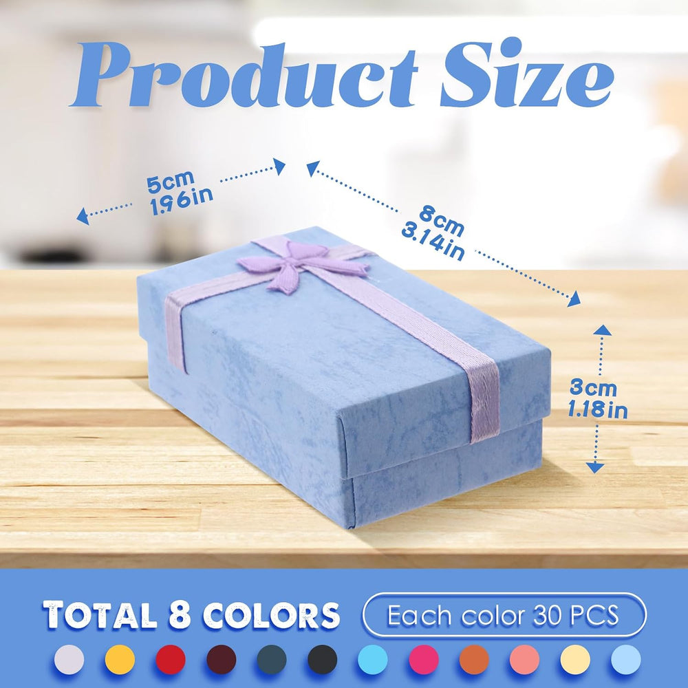 Batiyeer 240 Pcs Small Jewelry Ring Earring Bulk Gift Box with Ribbon Bow