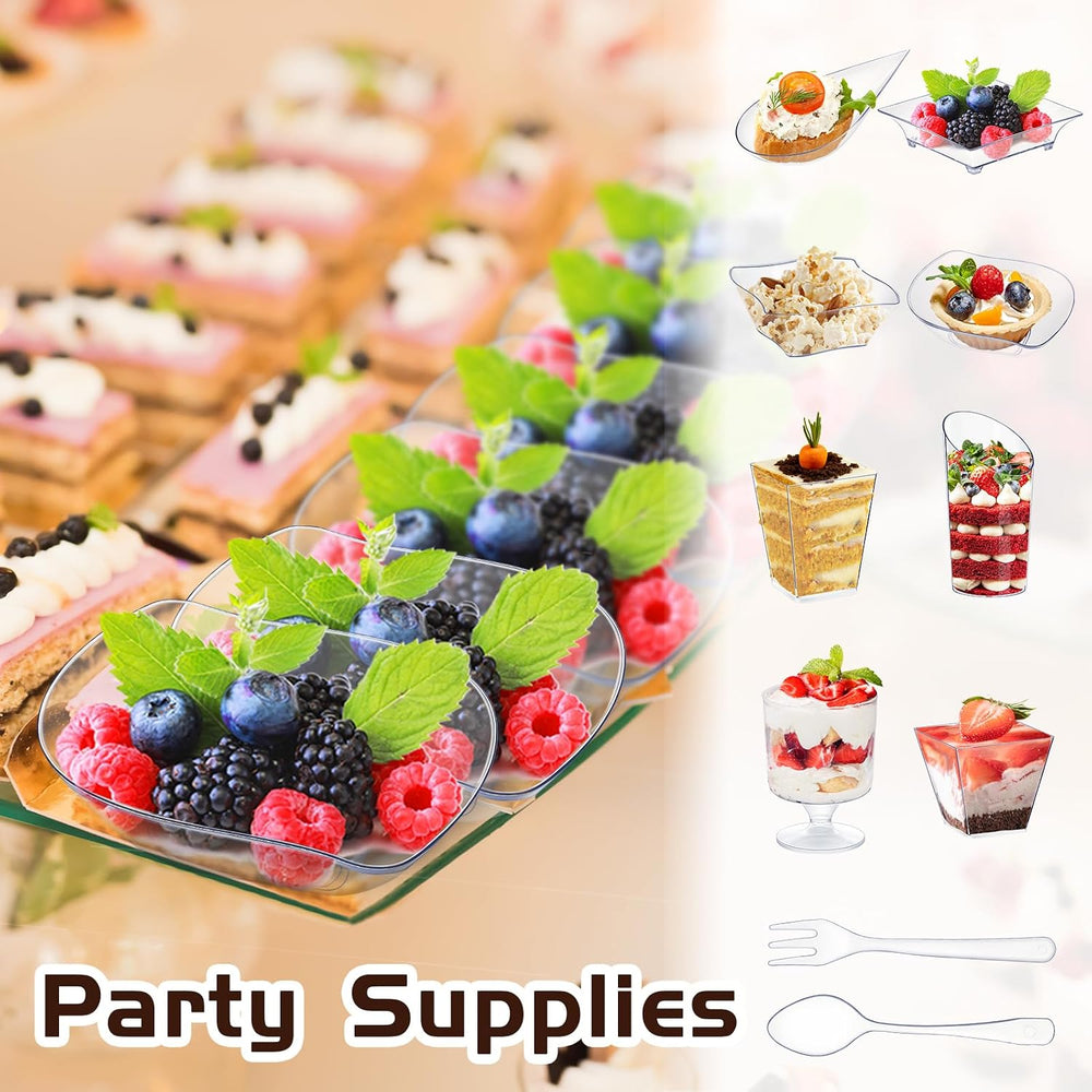 Tessco for you 400 Pcs Mini Appetizer Plates Dessert Cups, Clear