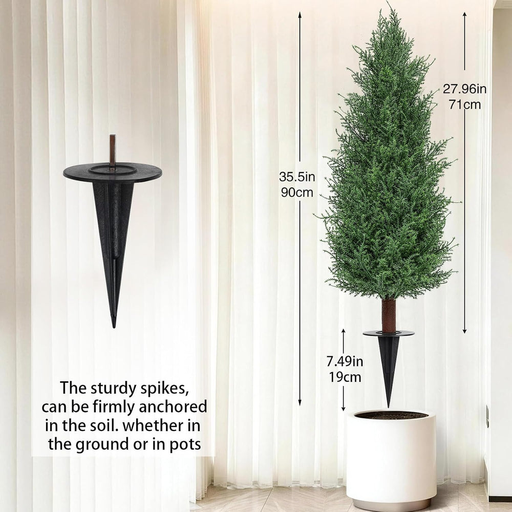 3FT Artificial Cedar Topiary Trees Realistic Fake Plants with Ground Spike