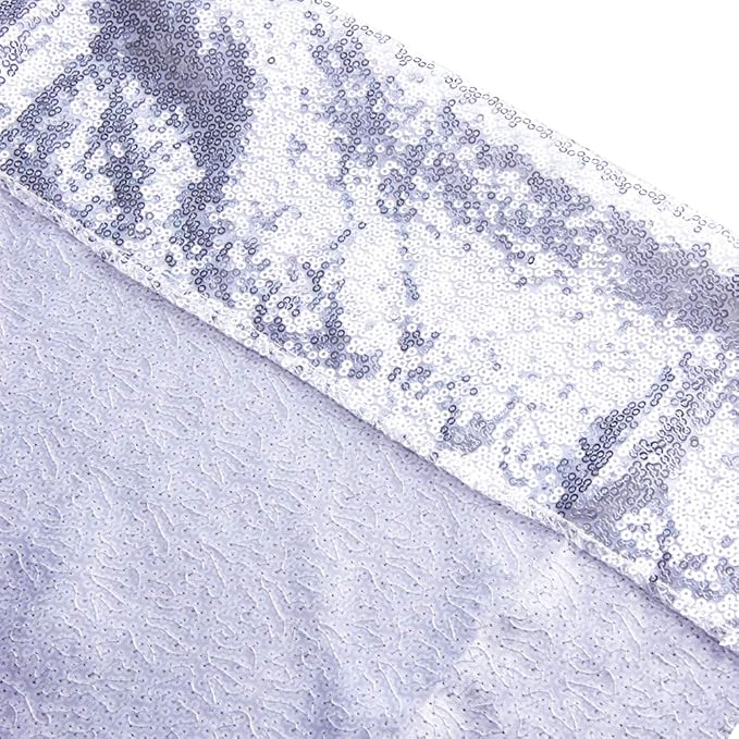 SquarePie Sequin Backdrop Curtain Not See Through Thick Glitter Background for Party 8FT x 10FT Silver